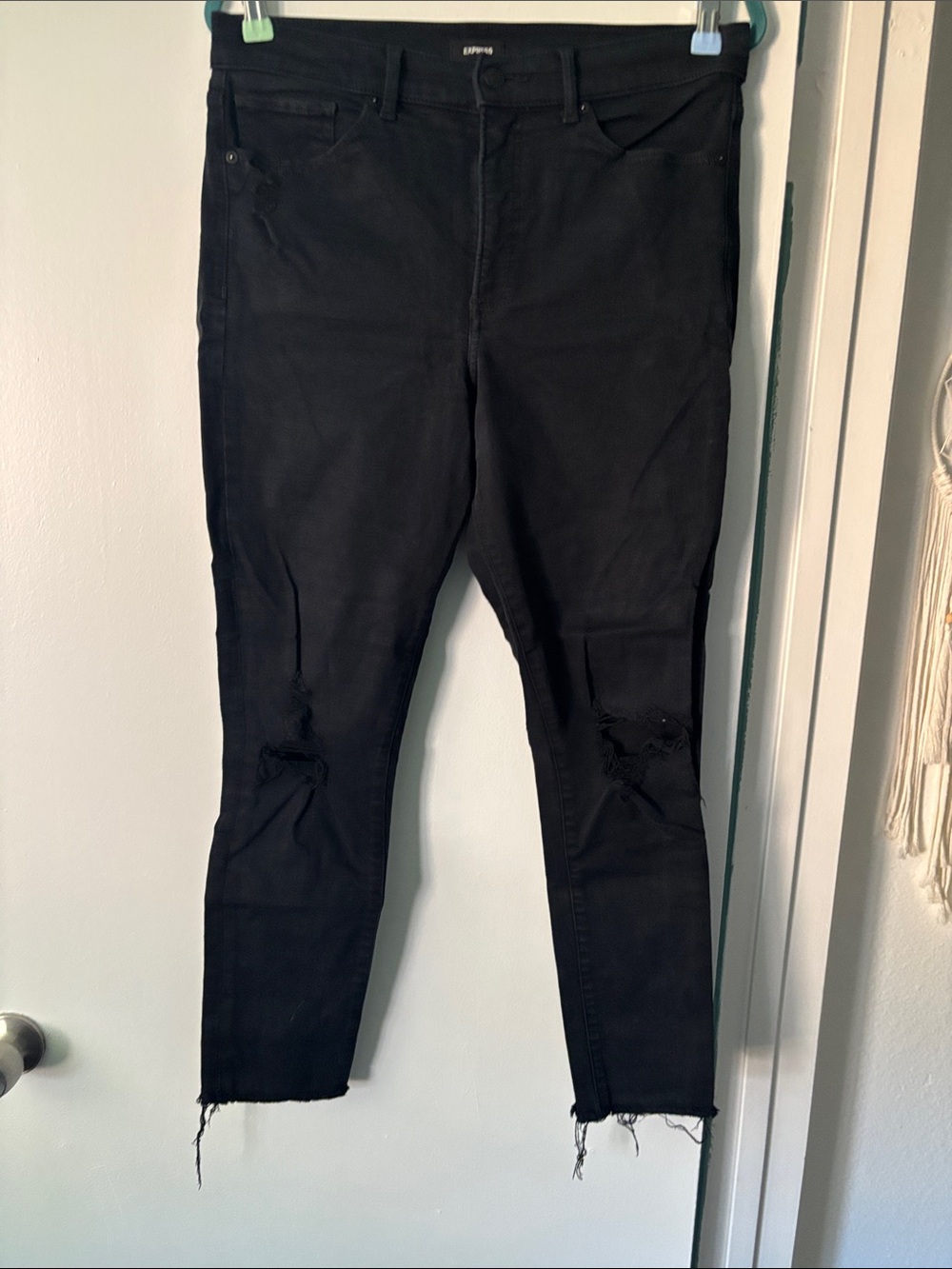 Express Black Ripped High-Rise Skinny Jeans